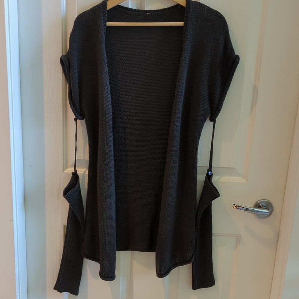Cop.Copine Black Open-Front Cardigan Sweater